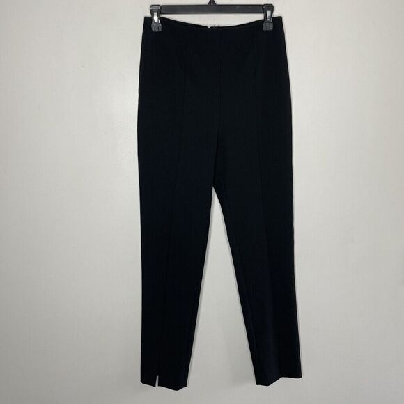 TIBI Pants Womens 4 Black High Rise Split Hem Ponte Stretch Rear Zip - Picture 1 of 13